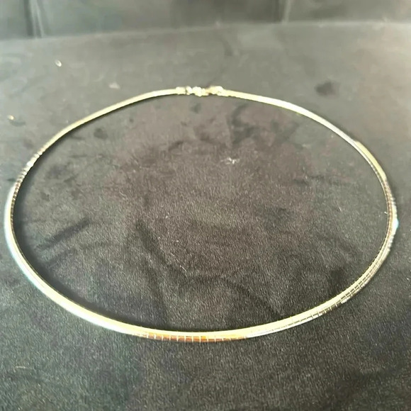 925 Sterling silver rhodium plated omega 16" .  14.07 g of silver! - Picture 1 of 16